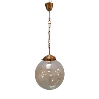 Mid-Century Modern Pendant Light in Brass and Smoked Bubble Glass by Kamenický Šenov, 1960s For Sale