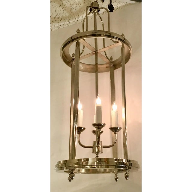 Stylish, modern, contemporary Four Light Stainless Steel Pendant Lantern, showroom floor sample