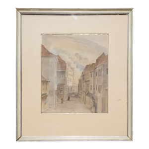Friedrich Ernst Morgenstern Framed Watercolor Street European Scene