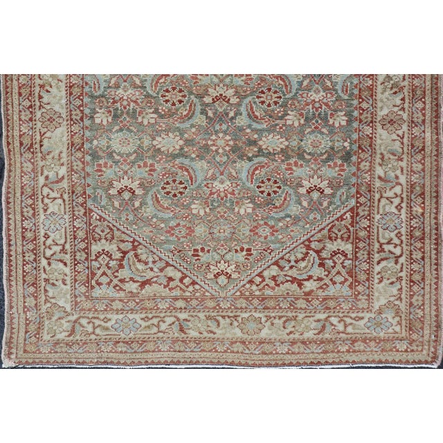 Islamic Squared Shape Hand Knotted Antique Persian Fine Hamadan Rug With All Over Geometric Design For Sale - Image 3 of 9