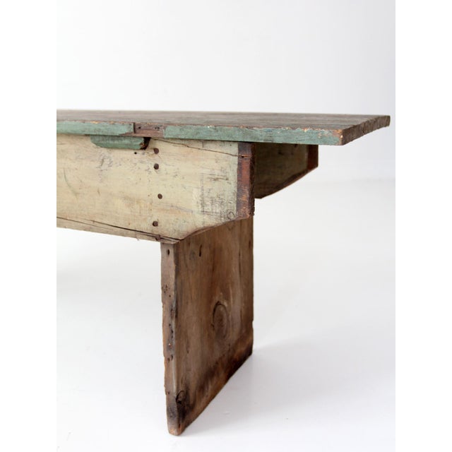 Early 20th Century Antique Primitive Farmhouse Bench For Sale - Image 5 of 18