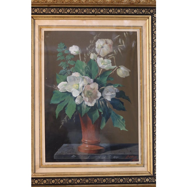 P.Allier, Hellebore Bouquet, 1880, Gouache, Framed For Sale - Image 6 of 13
