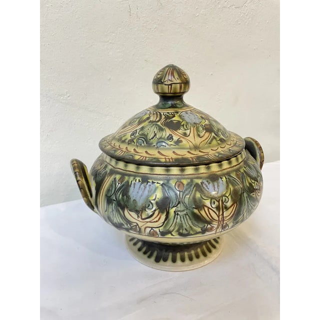 Black Hand-Painted Ceramic with Lid from Keraluc Quimper, France, 1950s For Sale - Image 8 of 9