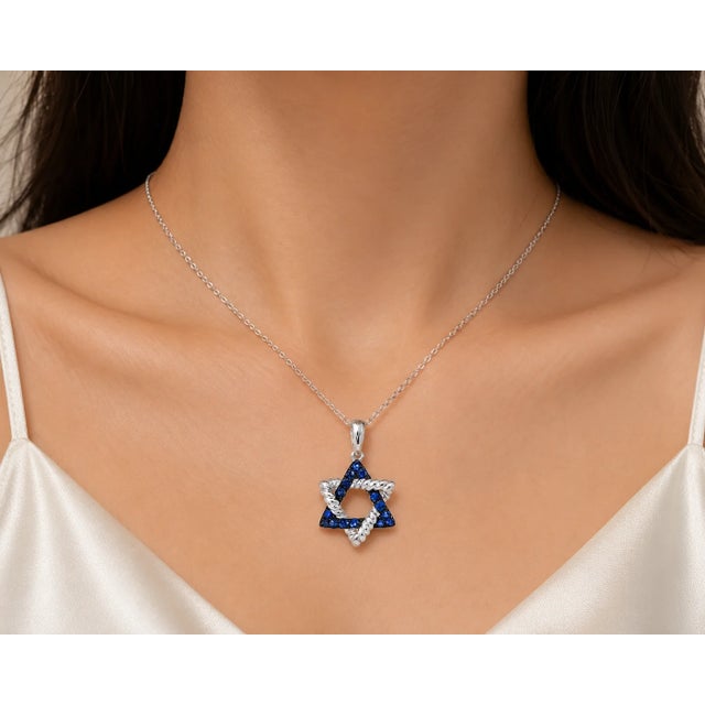 Brand: EFFY Material: 14K White Gold - durable and elegant Stones: Sapphires - natural gemstones Design: Star of David...