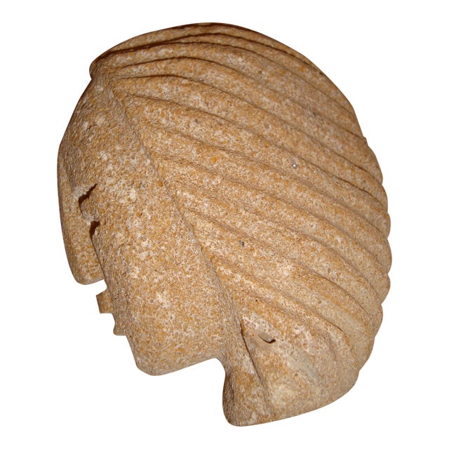 Mid 20th Century Limestone Figurine Head Maya Inc For Sale