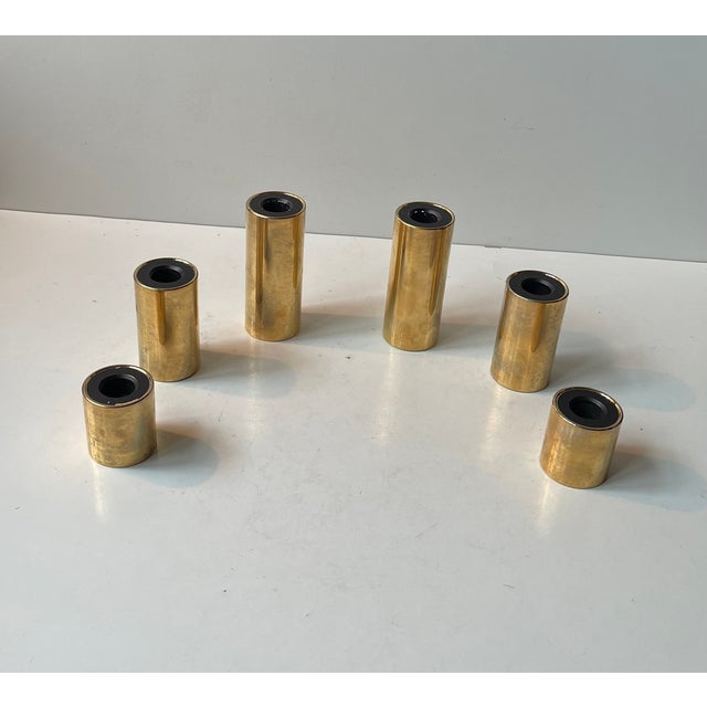 Danish Modern 24 Carat Gold Plated Candleholders by Hugo Asmussen, Set of 6 For Sale - Image 12 of 12