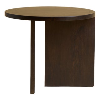 Round Smoked Oak Side Table by Lebanto For Sale