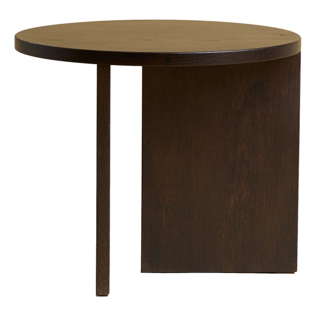 Round Smoked Oak Side Table by Lebanto For Sale