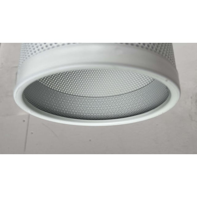 White Minimalist Perforated Metal Pendant Lamp from Orno, Finland For Sale - Image 8 of 18