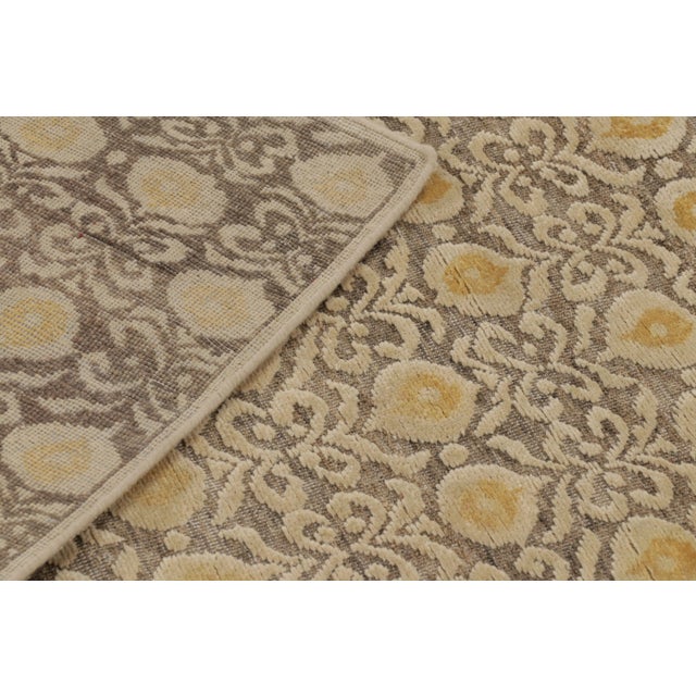 Gold Rug & Kilim’s Block Print Runner With Gold & Beige-Brown Geometric Pattern For Sale - Image 8 of 10