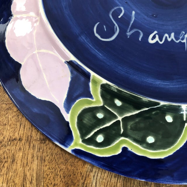 Early 21st Century Jill Rosenwald Neiman Marcus Hand Made Art Deco Style Colorful 14” Wall Hanging Charger With Peacock For Sale - Image 6 of 9