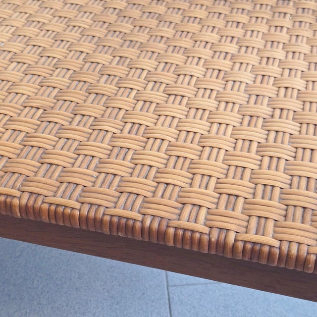 Mid-Century Modern Vintage Coffee Table in Beech, Rattan, Brass and Glass, 1960s For Sale - Image 3 of 15