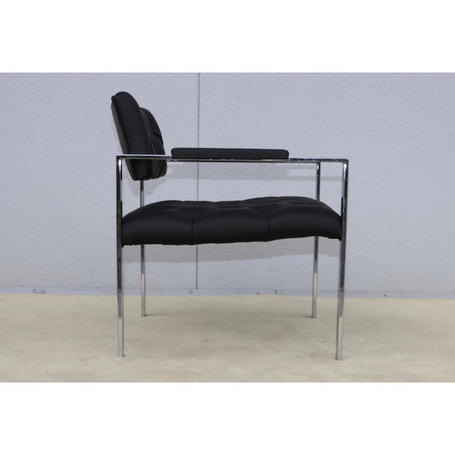 Milo Baughman For Thayer Coggin Tufted Leather Chrome Armchair For Sale - Image 11 of 12