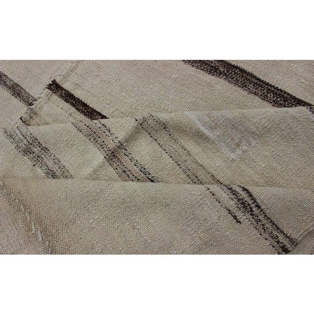 Minimalist Cream Colored Vintage Turkish Kilim Rug of Two Joined Panels 7'8 X 11'10 For Sale - Image 12 of 12