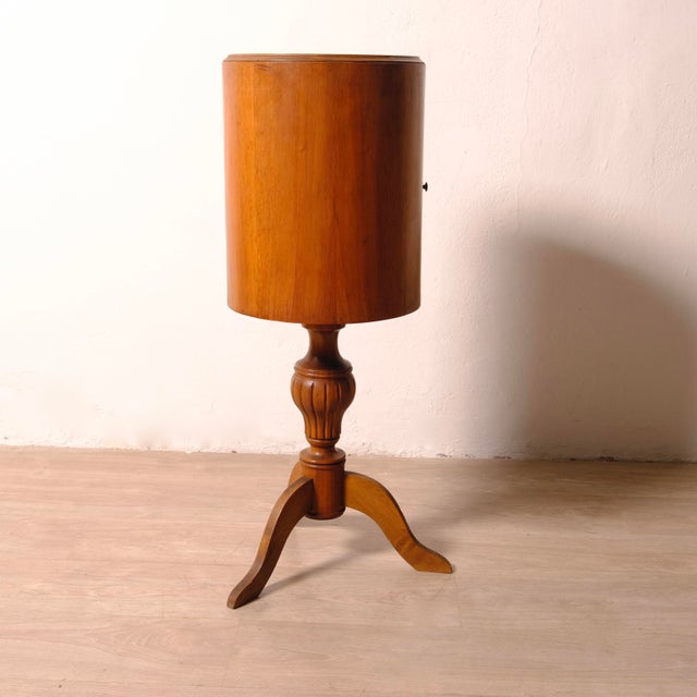 Antique Wooden Column Bedside Table, Early 1900s For Sale - Image 3 of 16