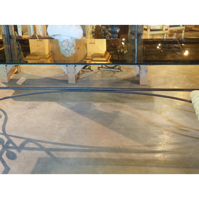 A French 1970s Wrought Iron and Brass Dining Table With Smoked Glass Top For Sale - Image 18 of 18