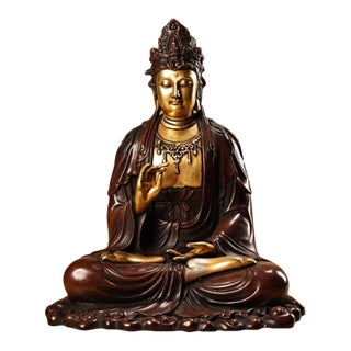 Late 20th Century Gilt Bronze Figure of a Seated Guanyin Bodhisattva For Sale