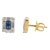 Genuine Baguette Sapphire Diamond Pushback Stud Earrings 18k Solid Gold- A Pair For Sale