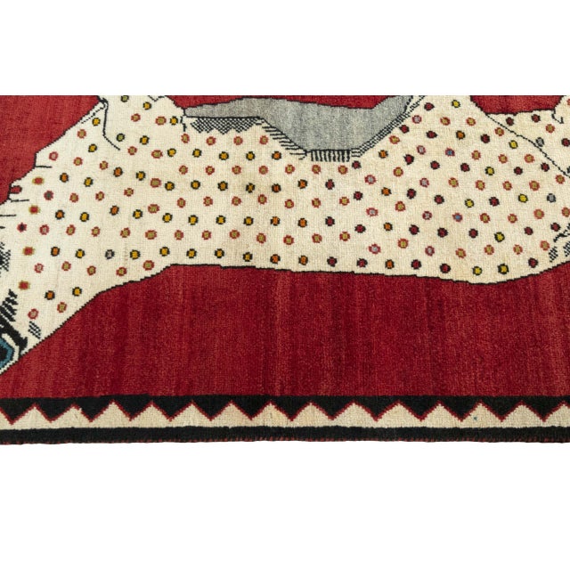Textile Hand-Knotted Gabbeh Rug with Tiger Motif For Sale - Image 7 of 11