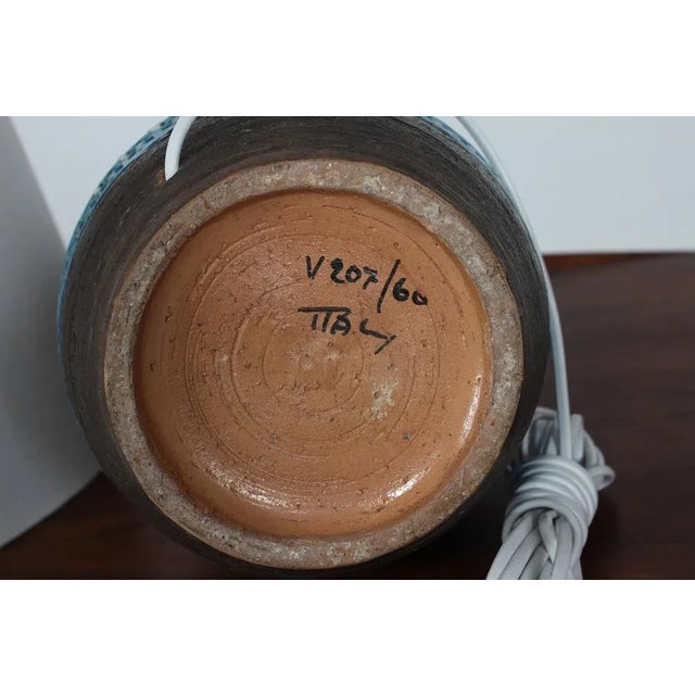 Large Italian Table Lamp in Blue and Brown Ceramic by Aldo Londi for Bitossi, 1960s For Sale - Image 10 of 11