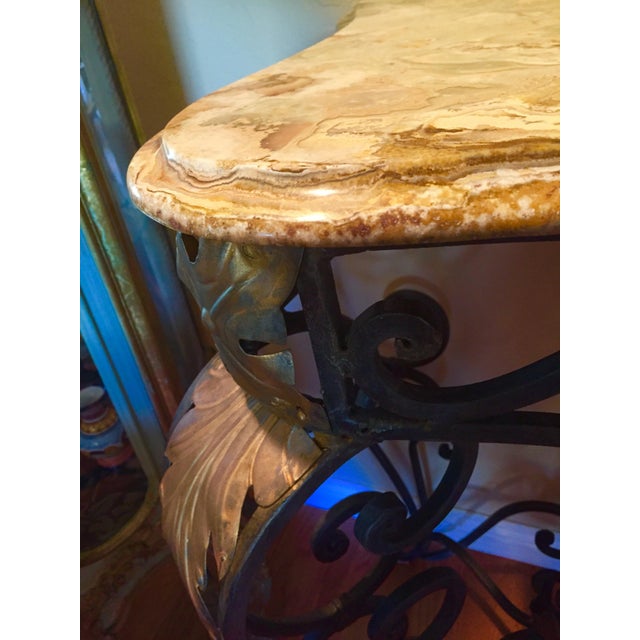 Traditional Louis XV Style Wrought Iron Console Table For Sale - Image 3 of 8