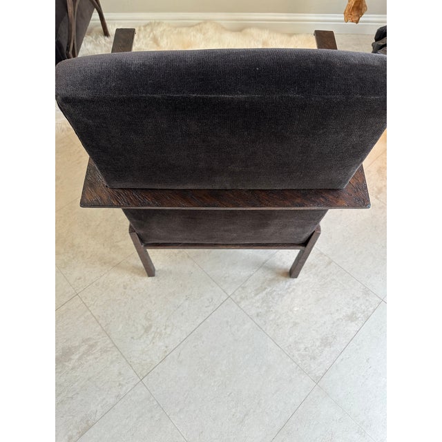 Vintage Custom Bernhardt Chocolate Brown Velvet & Iron Brutalist Lounge Chairs - A Pair For Sale - Image 12 of 15