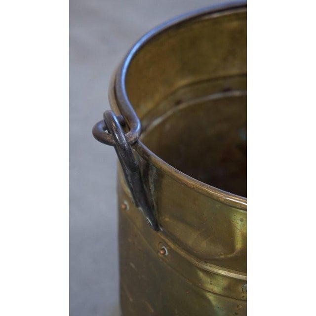 Copper Firewood Container with Handle For Sale - Image 6 of 9