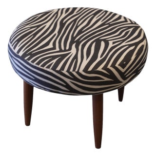 Danish Stool in Teak with Zebra Striped Upholstery, 1960s For Sale