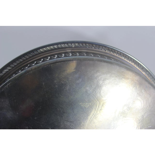 Metal 1980s Large Round Silver Plated Gallery Tray With Embossed Detail For Sale - Image 7 of 7