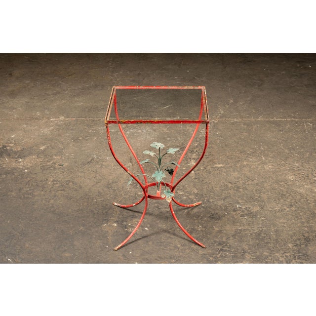 Mid-Century Modern Mid-Century Chippy Paint Side Table in Red For Sale - Image 3 of 8