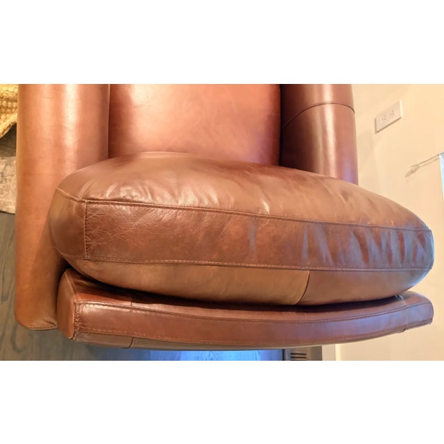 Leather Club Chair Rolled Arm American Design For Sale In New York - Image 6 of 11