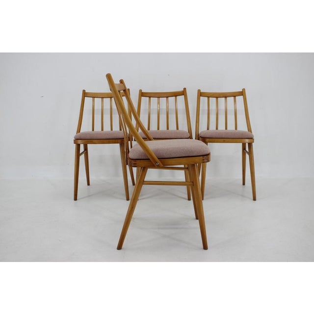 Antonin Suman Beech Dining Chairs, 1970s, Set of 4 For Sale - Image 11 of 16