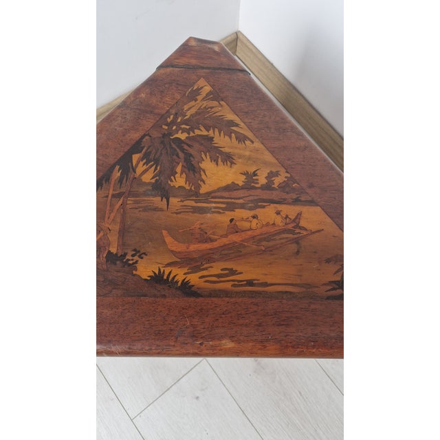 Nesting Tables in Inlaid Wood with Scenes of River Life, 1940s, Set of 4 For Sale - Image 16 of 17