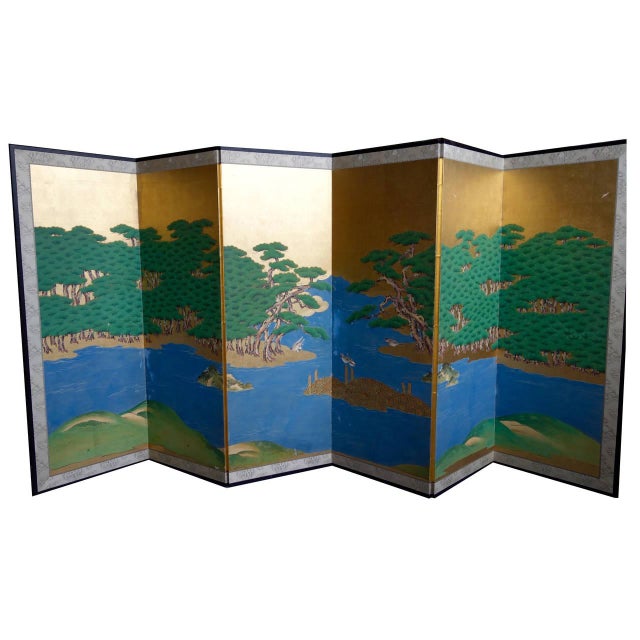 Japanese Kano School Multi Panel Screen For Sale