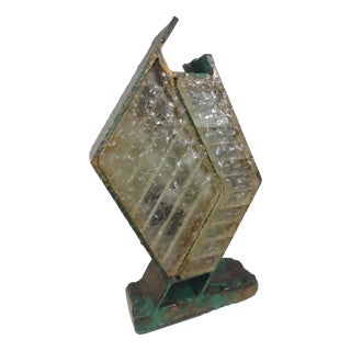 Brutalist Metal and Glass Table Lamp, Italy, 1960s For Sale