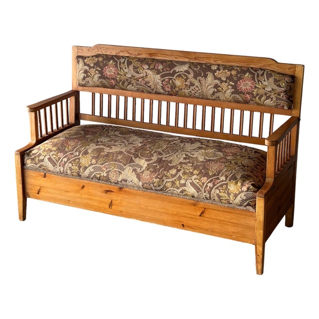 Pine Bench Fold-Out Daybed With Hidden Storage, Central Europe, 19th Century For Sale