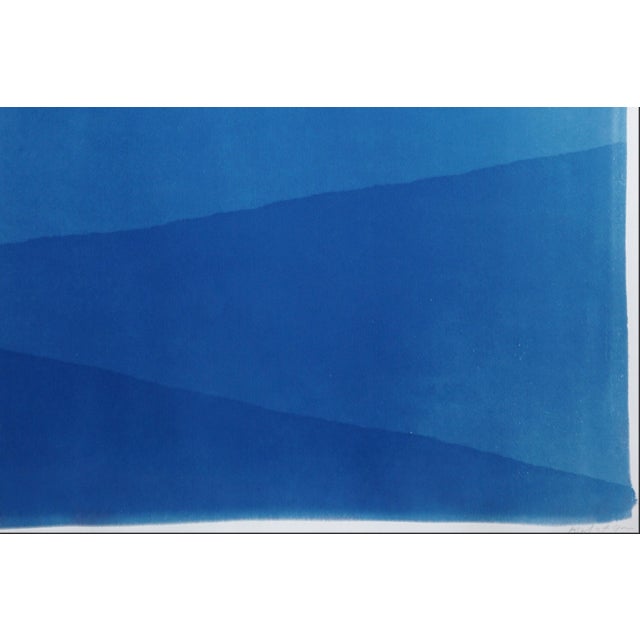 2026, Minimalist Abstract Landscape, Blue Mountains, Handmade Cyanotype Monotype on Watercolor Paper by Kind of Cyan For Sale - Image 4 of 8