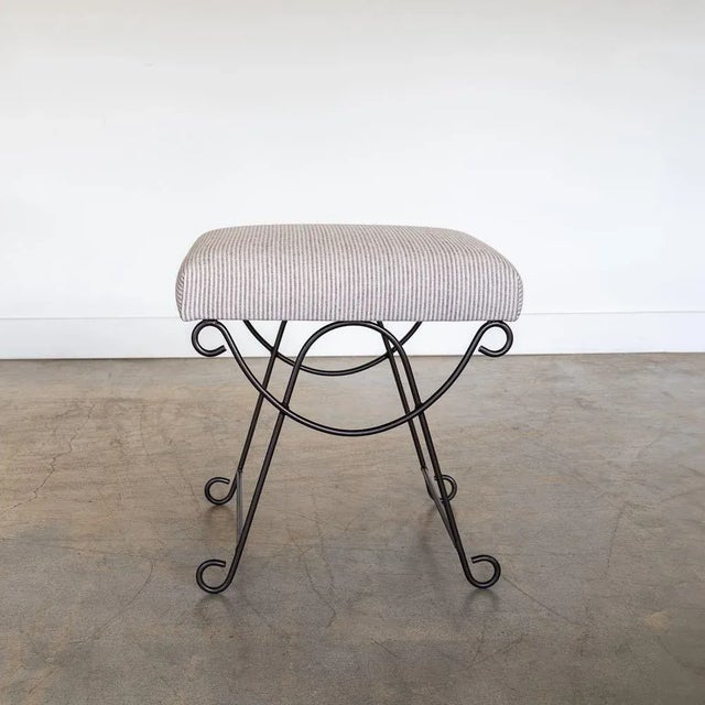 Metal Panoplie Iron Loop Stool, Brown Stripe For Sale - Image 7 of 10