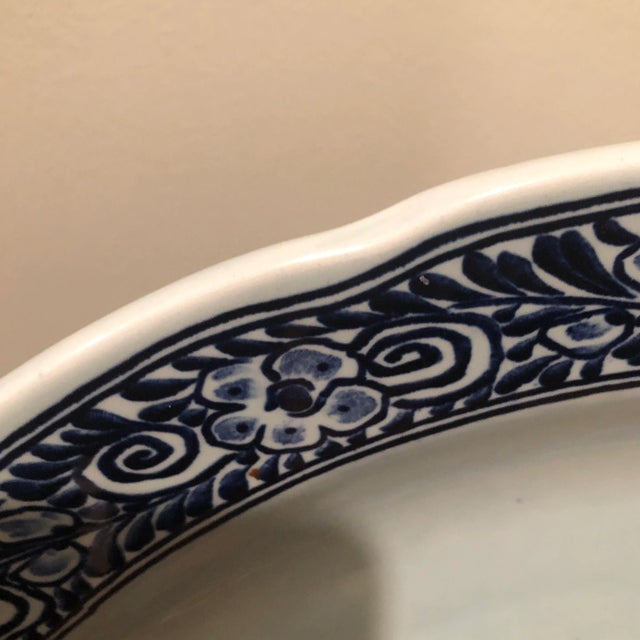 Traditional Mid Century Dutch Hand Painted Royal Sphinx Maastricht Delft Platter For Sale - Image 3 of 7