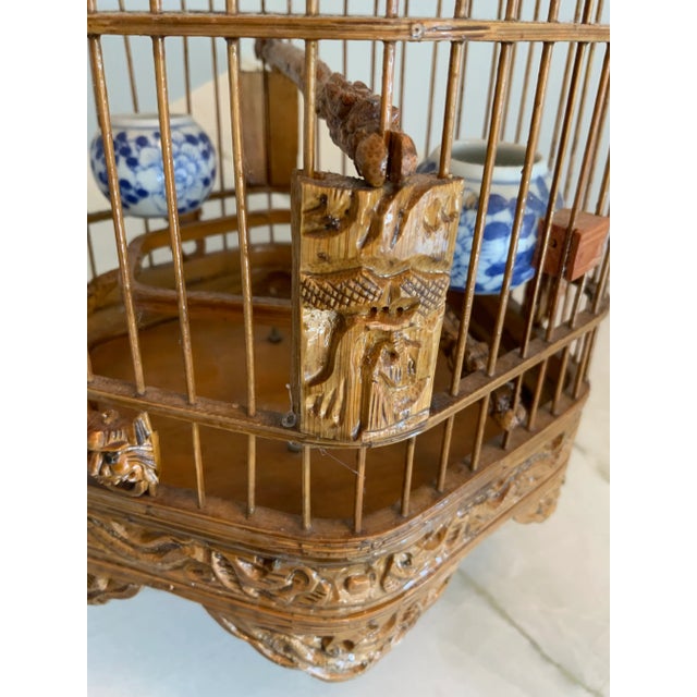 Antique Chinese Dragon-Motif Wicker Bird Cage For Sale - Image 4 of 13