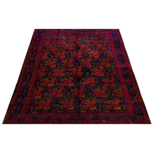 Persian 1960s Vintage Persian Bidjar Handmade All-Over Navy Blue Wool Rug For Sale - Image 3 of 7