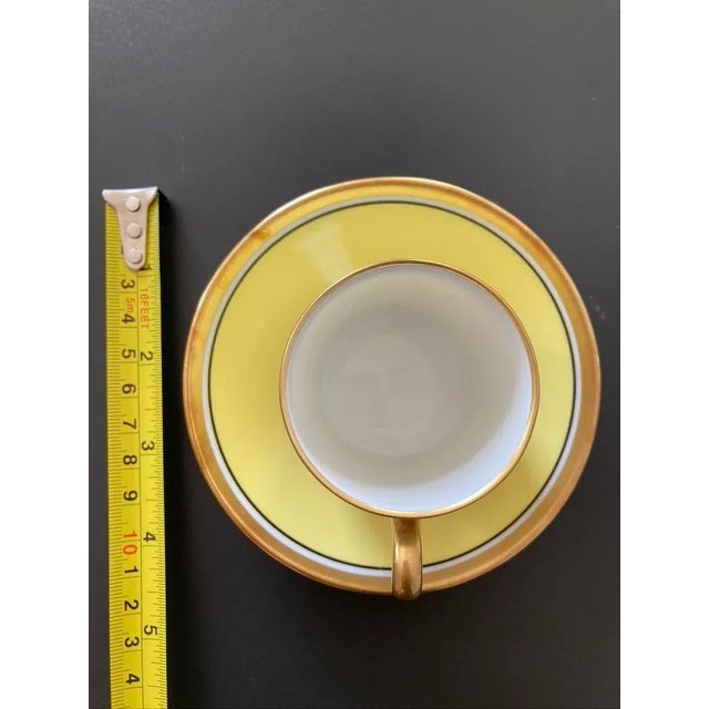 Richard Ginori Vintage Italian Richard Ginori Contessa Yellow and Gold Porcelain Coffee Espresso Tea Cup and Saucer For Sale - Image 4 of 12