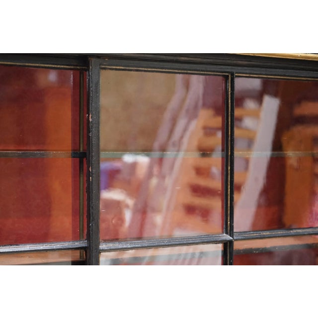 Wood Victorian Ebonised Carved Oak Bookcase with Sliding Glazed Doors, 1860s For Sale - Image 7 of 18