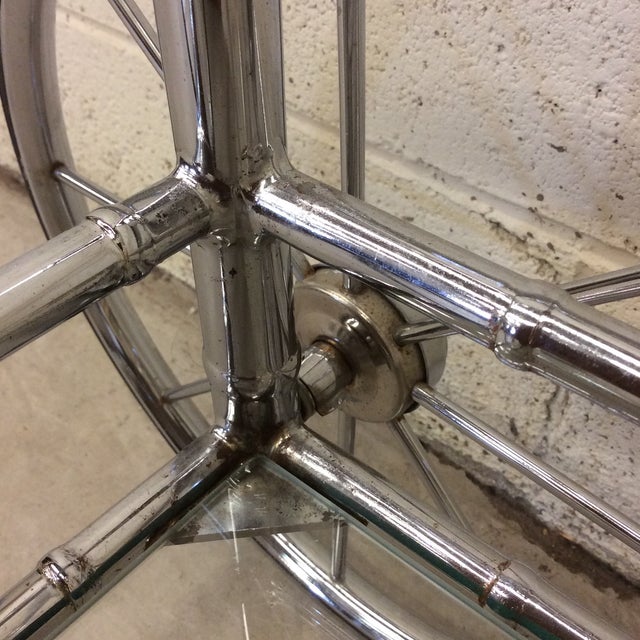 Italian Style Faux Bamboo Chrome Bar Cart For Sale - Image 9 of 10