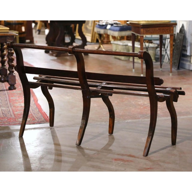19th Century French Louis Philippe Oak Bench With Curved Legs For Sale - Image 9 of 11