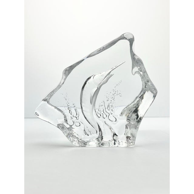 Mats Jonasson X Målerås Crystal Sword Sail Fish Paperweight Sculpture 6” Signed Excellent condition. No chips, cracks, or...