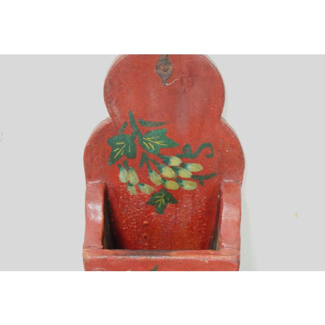 Floral Wall Pocket Red For Sale - Image 4 of 10