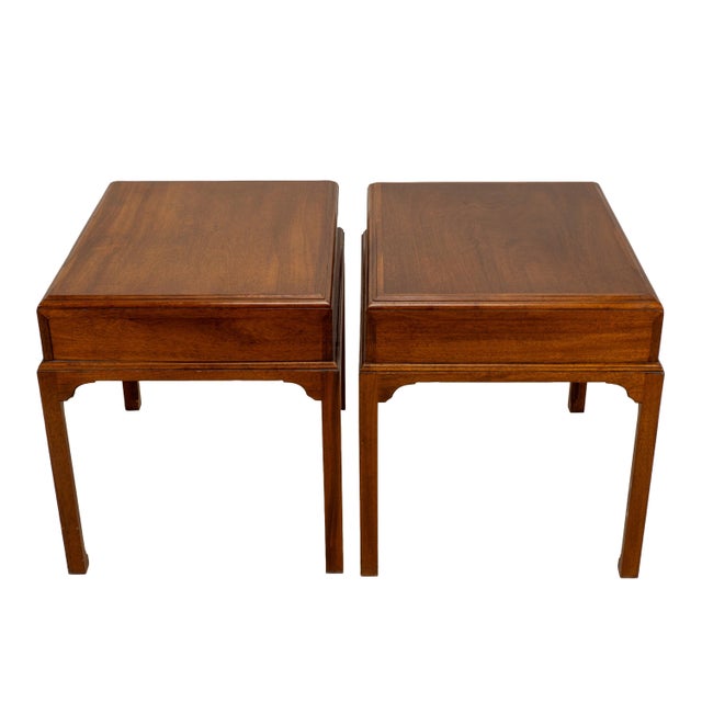 Vintage Burl Walnut Nightstands by Fine Arts Furniture With Brass Handles - A Pair For Sale - Image 9 of 18