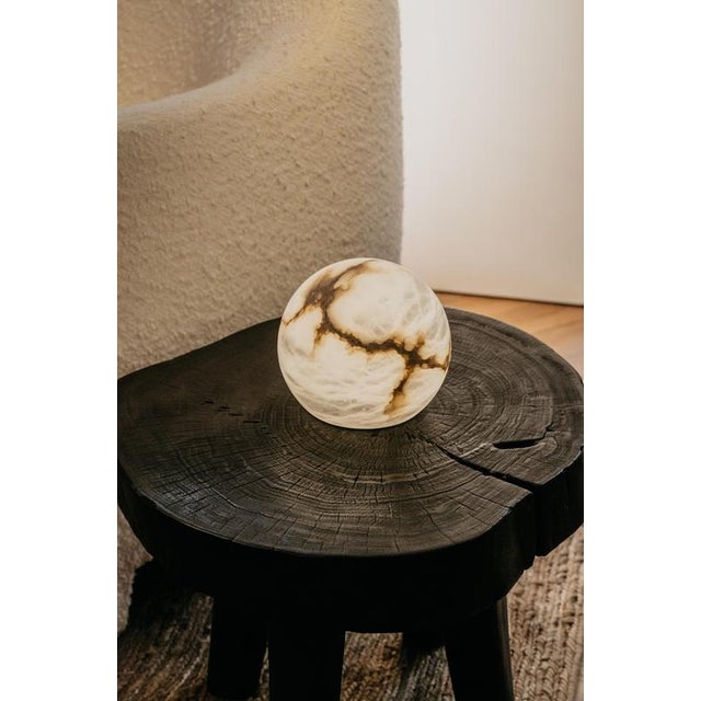 Large Wireless Moon Table Lamp by United Alabaster For Sale - Image 12 of 18