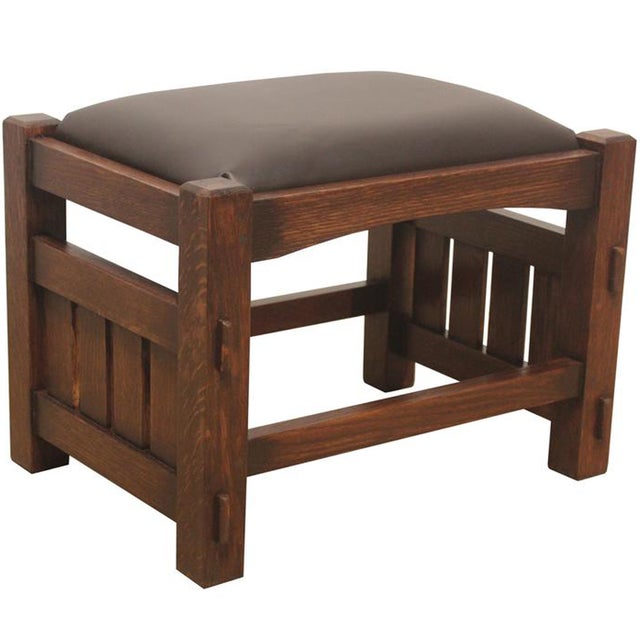 Wood Mission Oak Footstool - Wide Spindles (2 Colors Available) For Sale - Image 7 of 7